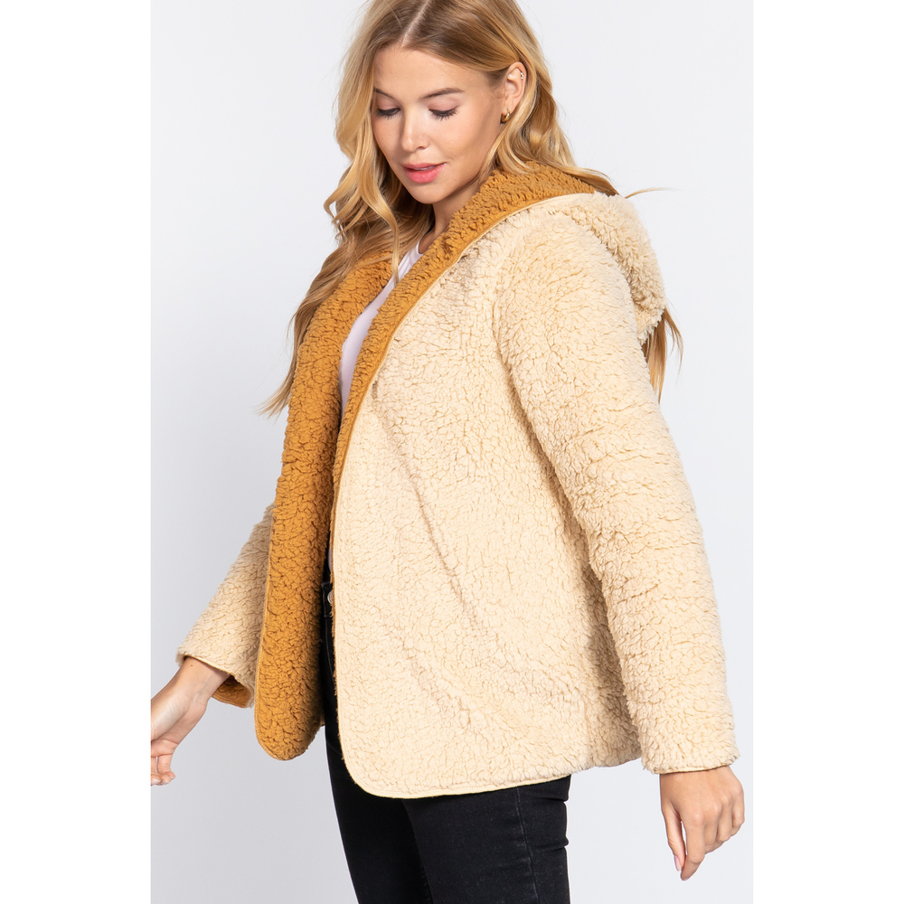 Hoodie Faux Fur Reversible Jacket - Picture 7 of 10